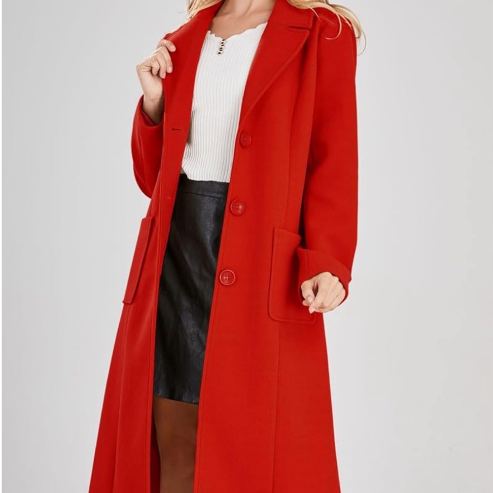 Single Breasted Long Wool Blend Pea Coat